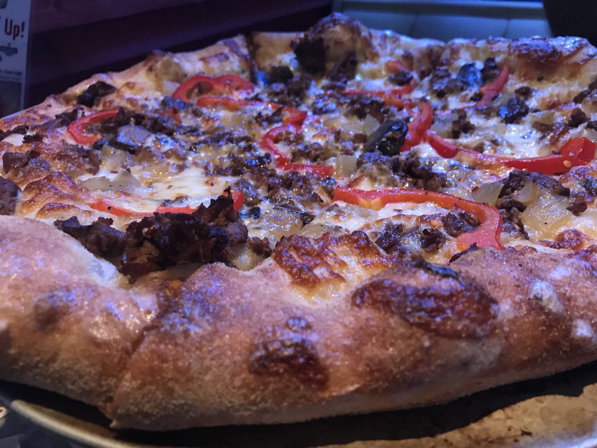 Philly Steak Pizza at Bubba's 33 Toledo