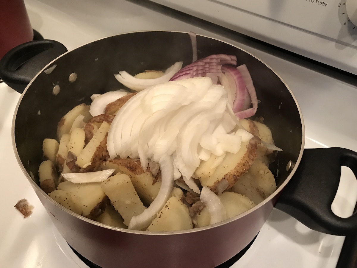 Sliced Potatoes and Onions
